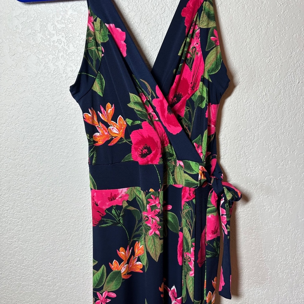 Market & Spruce Navy Floral Maxi Wrap Dress – Size Small - Picture 3 of 8